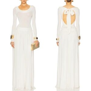 NEW Helsa Aesther Jersey Maxi Dress Gown Vanilla Ivory Cocktail Party Evening